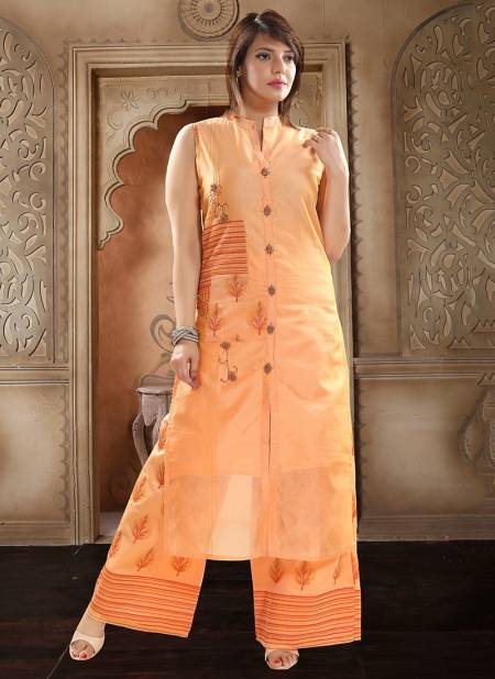 Light Orange Colour N F PLAZO 08 New Latest Designer Festive Wear Georgette Readymade Salwar Suit Collection 736